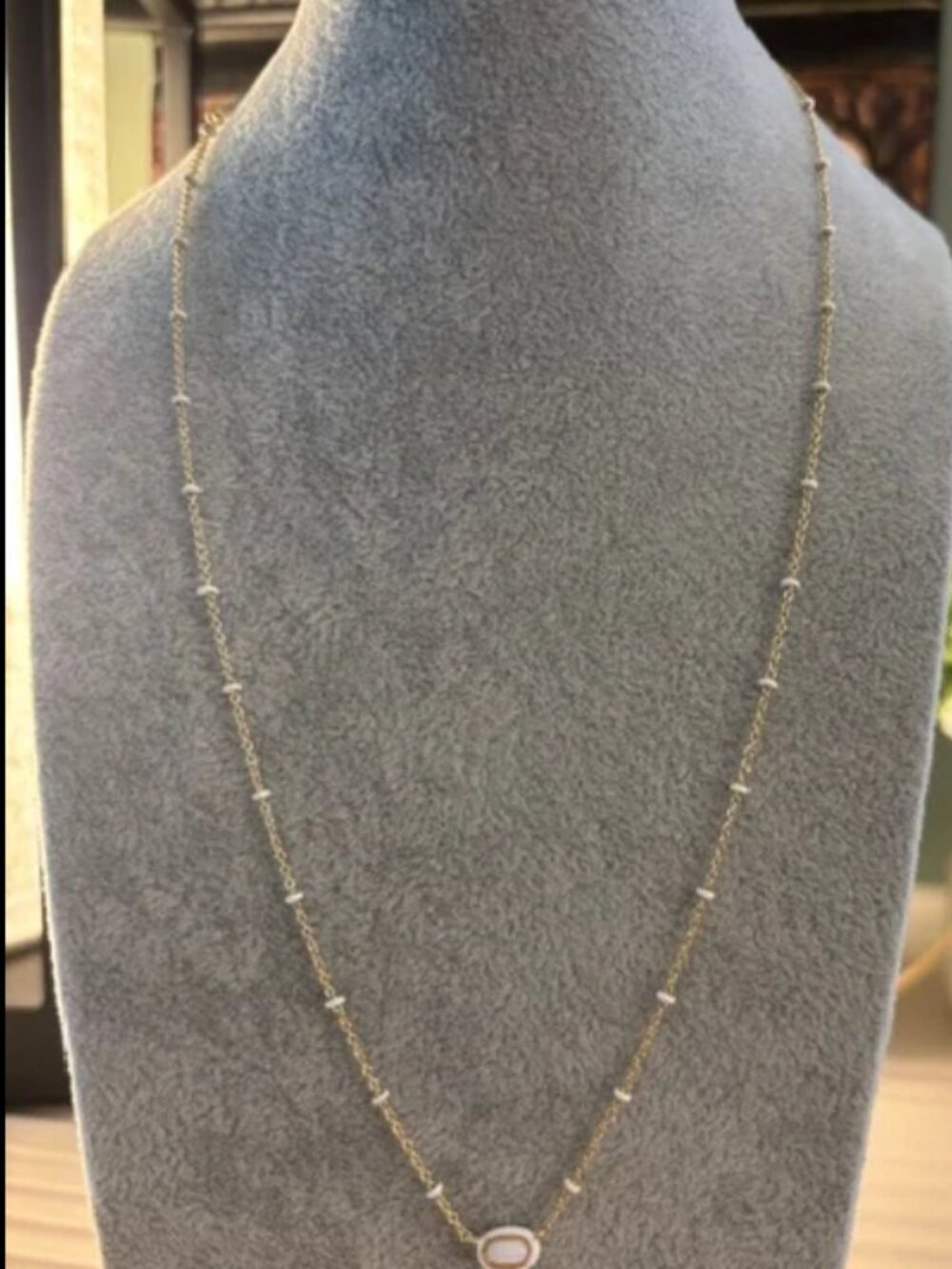 Kendra Scott Mini Elisa Gold Enamel Frame Short Pendant Necklace in White